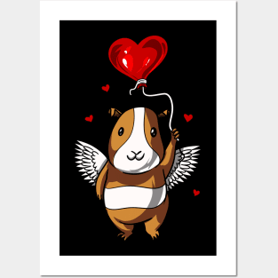 Cute Guinea Pig Valentines Day Love Heart Balloon Posters and Art